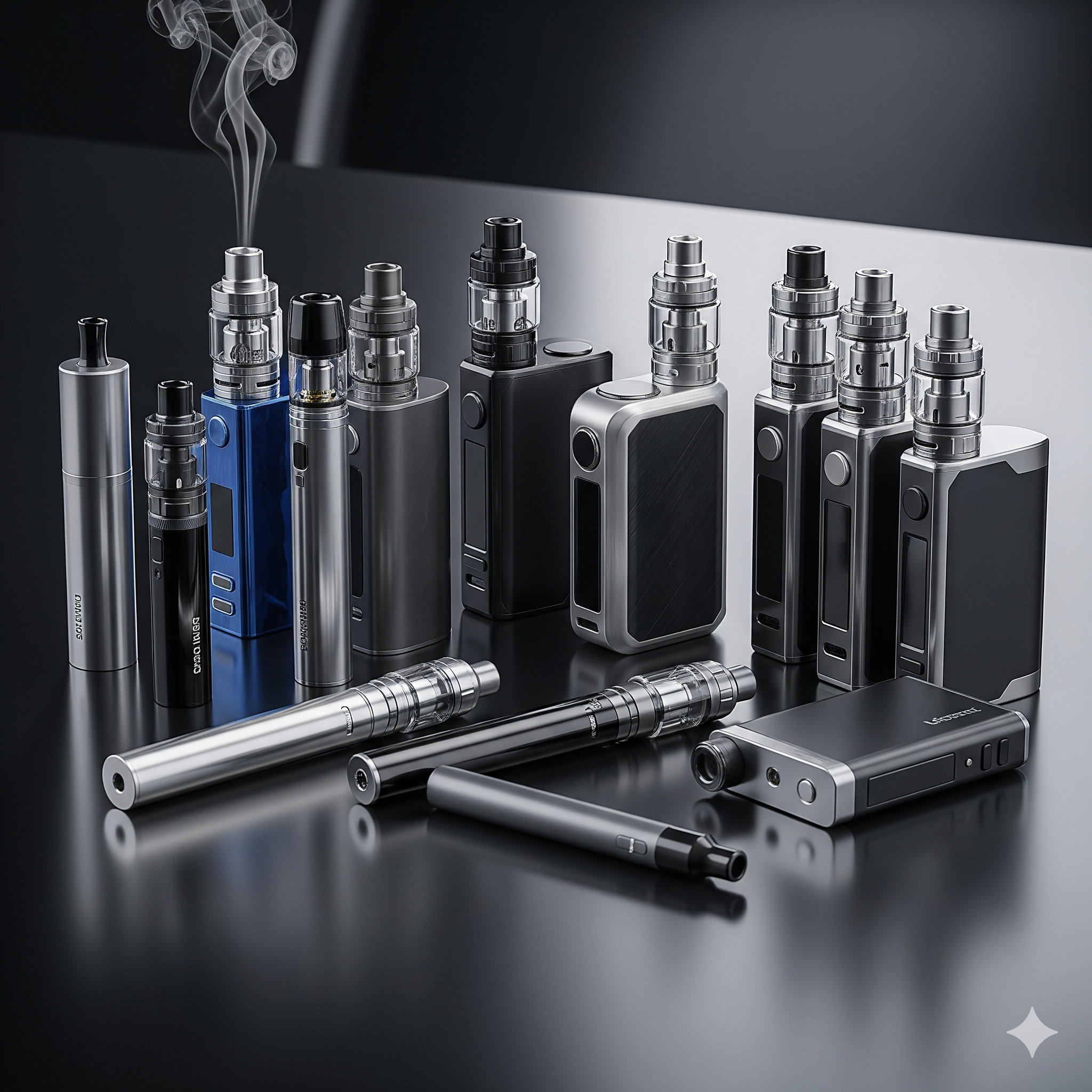 Varios modelos de cigarrillos electrónicos o vapers